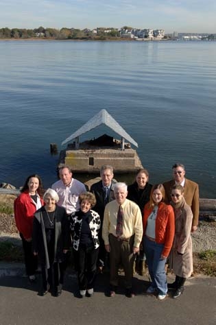 Back row, left to right: Lisa Flaherty of Marlin Firearms, Roger Joyce of Bilco, Jerry Clupper of New Haven Manufacturing Association, Denise Markonish of Artspace, Len Suzio of Zuzio York Hill Companies. Front row, left to right: Jane Miller, an artist at Sargent Manufacturing Company, Helen Kauder of Artspace, Paul Lewis of Sargent, Factory Direct videographer Erika Van Natta, and Jane Philbrick, an artist at Honeywell Fire Systems.